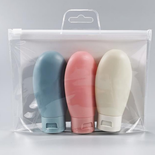 Travel Refill Bottles 60ml - 3pcs Set for Lotion, Shampoo & Shower Gel