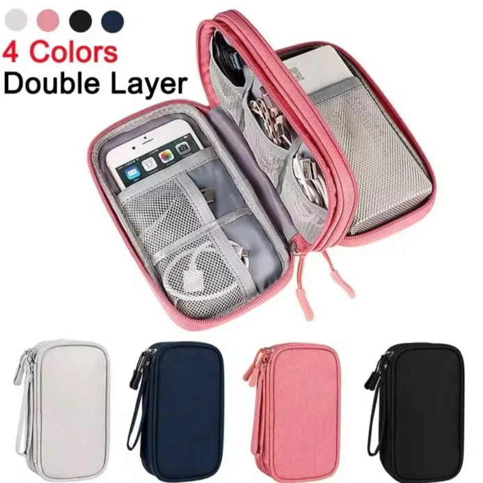 Travel Cable Organizer - Waterproof Double Partitioned Travel Accessories Wire & Cable Sleeves
