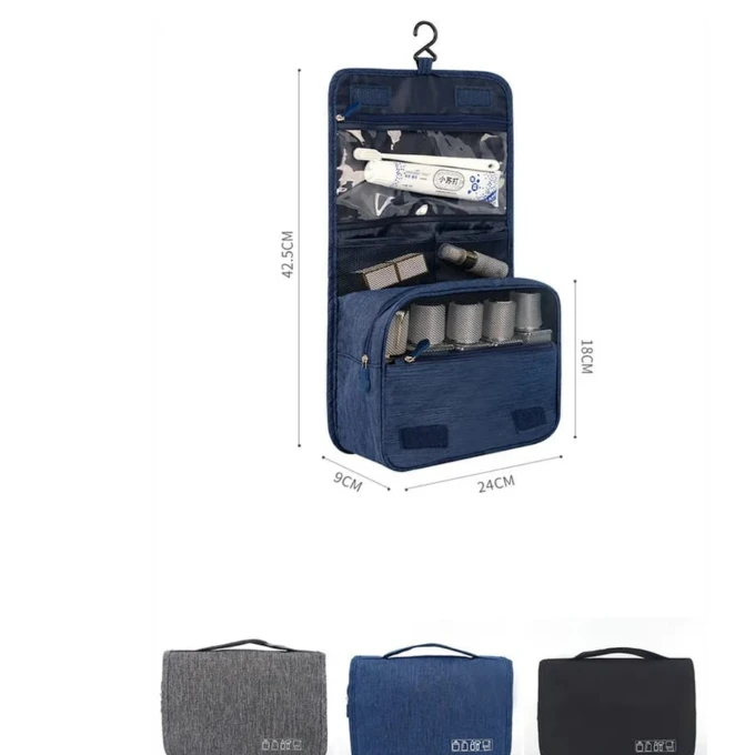 High Quality Foldable Cosmetic Bag - Portable Travel Toiletries Organizer with Hooks Travel Accessories Toiletry Bags