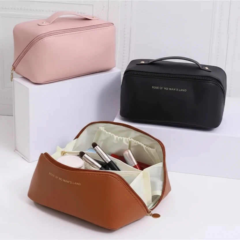 Large Capacity Cosmetic Bag Makeup Organizer - Black & Pink Beauty & Personal Care Makeup Bags