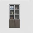 Bookshelf - Modern 80cm x 40cm x 200cm with Glass & Wood Doors Furniture Bookcases & Standing Shelves