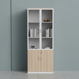 Bookshelf - Modern 120cm x 40cm x 200cm with Glass & Wood Doors (BFM-2L) Furniture Bookcases & Standing Shelves
