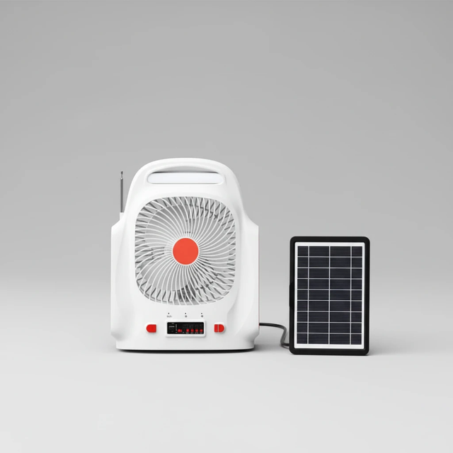 Solar Fan - 8" Rechargeable with Bluetooth Speaker & LED Lights (EP-009) Home Decor Powered Hand Fans & Misters