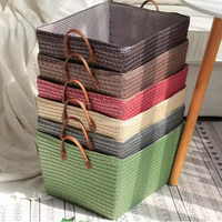 Handheld Woven Basket Organizer Laundry Clothing Storage Reusable with Handles Home & Garden Household Storage Containers