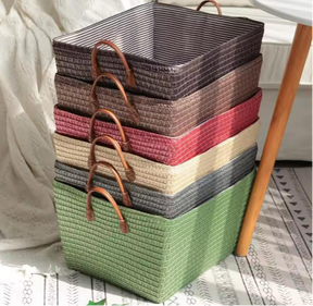 Handheld Woven Basket Organizer Laundry Clothing Storage Reusable with Handles Home & Garden Household Storage Containers