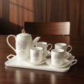 8 Piece Luxurious Breakfast Tea Set with Gold Accents Kitchen & Dining Tea Sets