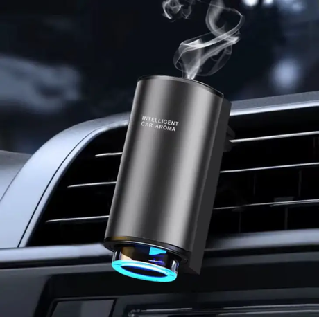 Car Aroma Diffuser - USB Rechargeable Vent Clip with RGB Light and 3 Refill Bottles Grey Home & Garden Vehicle Air Fresheners