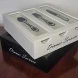 Cutlery Box - Dinner Service 3-Compartment with Glass Lid Kitchen & Dining Flatware Trays