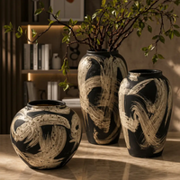 Vase Set - Artistic Black and White 3-Piece Home & Garden Vases