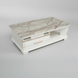 Coffee Table - Green Marble Effect Top 1-Drawer with Silver Edge and Open Shelf Furniture Coffee Tables