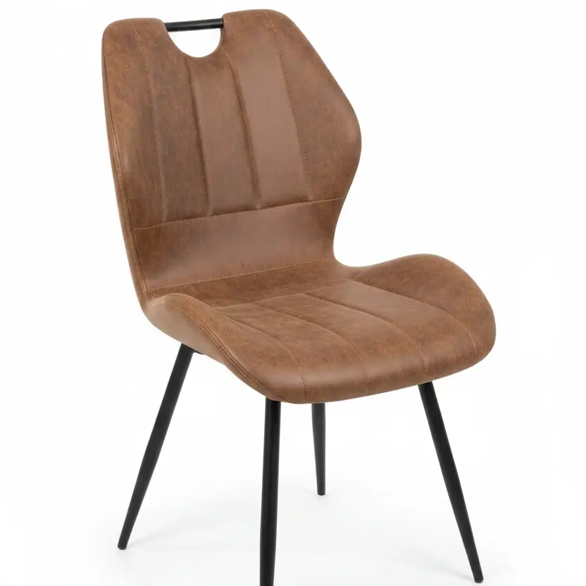 Butterfly Microfibre Dining Chair With Vertical Stitch And Black Legs Brown Furniture Kitchen & Dining Room Chairs