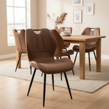 Butterfly Microfibre Dining Chair With Vertical Stitch And Black Legs Brown Furniture Kitchen & Dining Room Chairs