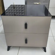 Bedside Table - 3-Drawer Nordic with Black Rectangular Handles and Castors White Furniture Nightstands