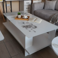 White Gloss Coffee Table with Floral Glass Top Coffee Table Coffee Tables