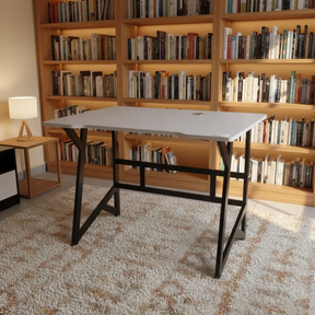 Study Desk with A-Frame Legs, Cable Port & Side Drawer Study Desk Desks