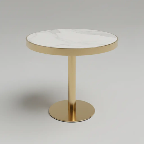Round Nordic Marble Café Table with Gold Base Dining Table Kitchen & Dining Room Tables