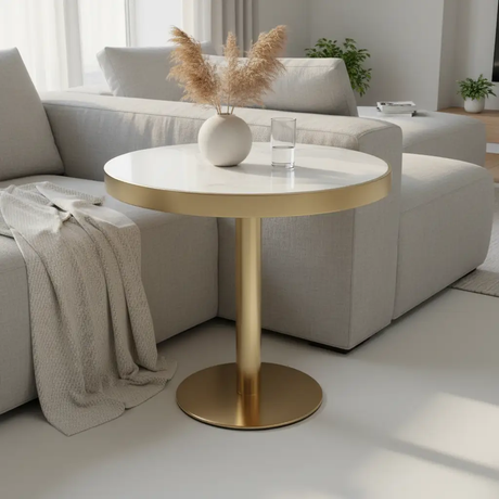 Round Nordic Marble Café Table with Gold Base Dining Table Kitchen & Dining Room Tables