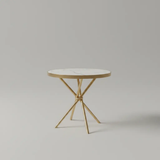 Round Marble Effect-Top Café Table with Gold Tripod Base Dining Table Kitchen & Dining Room Tables