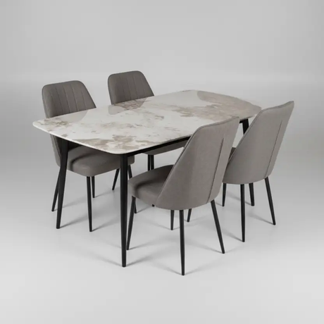 Marble Dining Table & 4 Chairs Set Dining Set Kitchen & Dining Furniture Sets