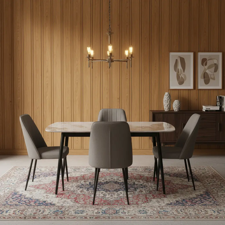 Marble Dining Table & 4 Chairs Set Dining Set Kitchen & Dining Furniture Sets
