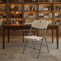 Foldable Plastic Chair with Padded Seat - Grey Folding Chair Folding Chairs