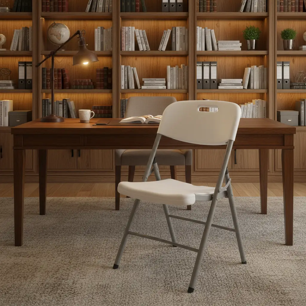 Foldable Plastic Chair with Padded Seat - Grey Folding Chair Folding Chairs