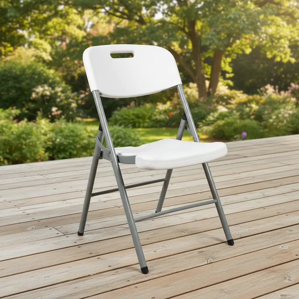Foldable Plastic Chair with Padded Seat - Grey Folding Chair Folding Chairs