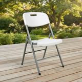 Foldable Plastic Chair with Padded Seat - Grey Folding Chair Folding Chairs