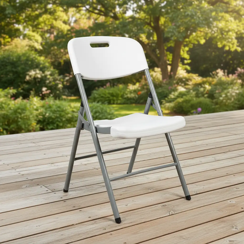 Foldable Plastic Chair with Padded Seat - Grey Folding Chair Folding Chairs