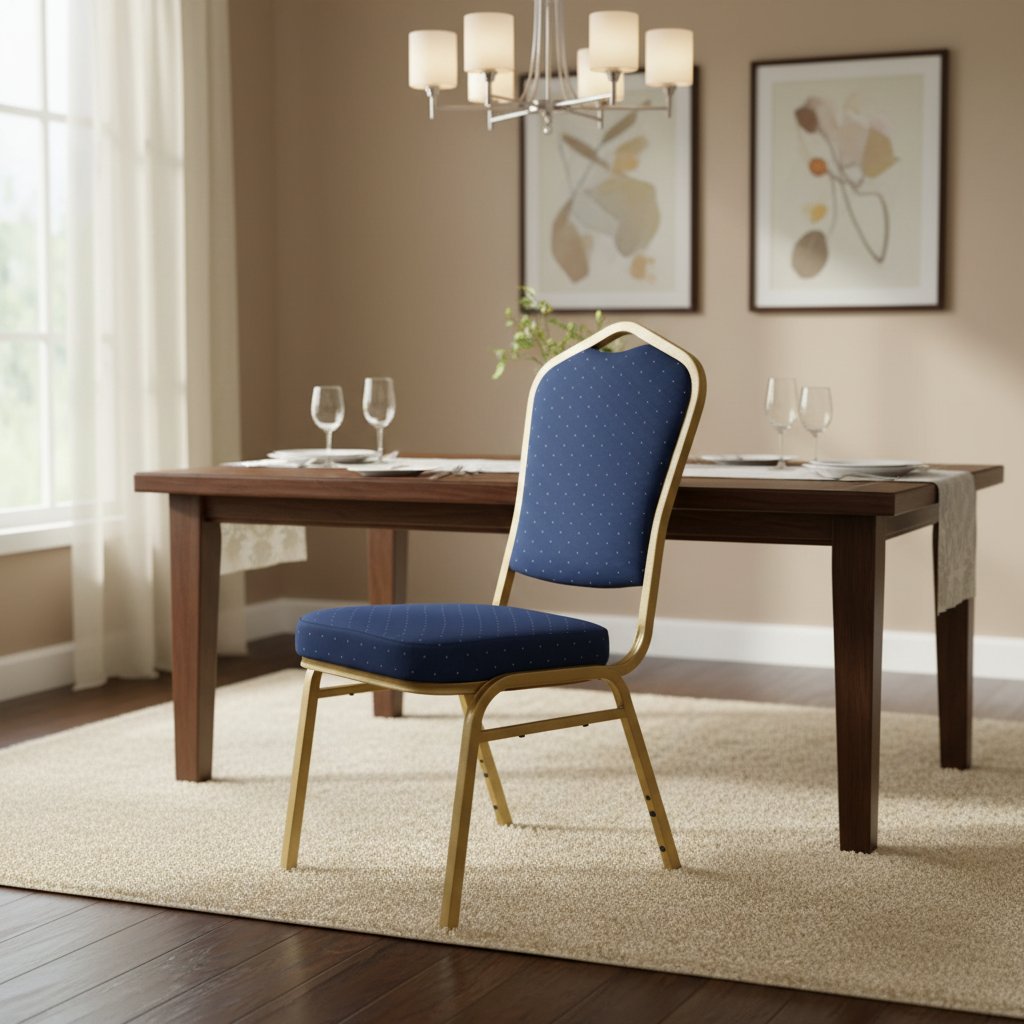 Padded Banquet Chair - Dotted Fabric Banquet Chair Dining Chairs