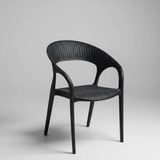 Rattan-Effect Plastic Armchair - Black Outdoor Chair Outdoor Dining Chairs