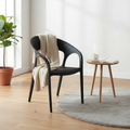 Rattan-Effect Plastic Armchair - Black Outdoor Chair Outdoor Dining Chairs