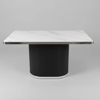 Sintered Stone Dining Table with Ribbed Pedestal Base Dining Table Dining Tables