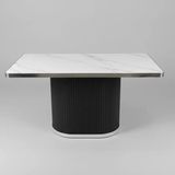Sintered Stone Dining Table with Ribbed Pedestal Base Dining Table Dining Tables
