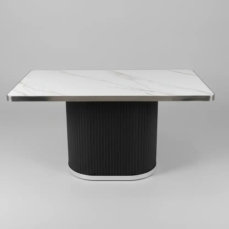 Sintered Stone Dining Table with Ribbed Pedestal Base Dining Table Dining Tables
