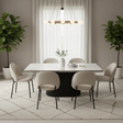 Sintered Stone Dining Table with Ribbed Pedestal Base Dining Table Dining Tables
