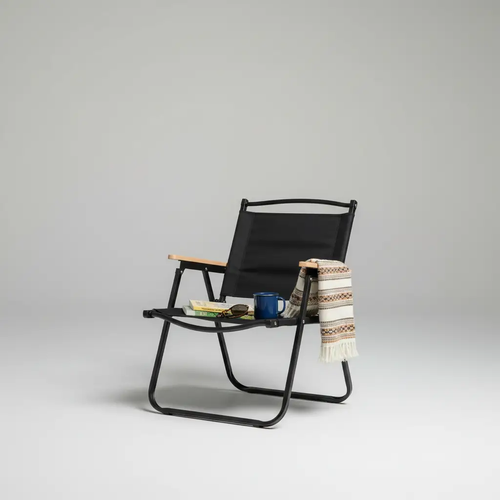 Foldable Outdoor Camping Chair with Wood Armrests Outdoor Chair Folding Chairs
