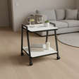 2-Tier Marble-Effect Rolling Trolley Table Side Table Utility & Storage Carts