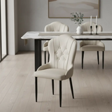 Button-Tufted Wingback Dining Chair - Cream Dining Chair Dining Chairs