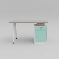 1.2m Office Desk with Teal Pedestal & Cable Port Office Desk Computer Desks