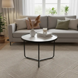 Round Marble-Effect Side Table Set - Black Frame Side Table Nesting Tables