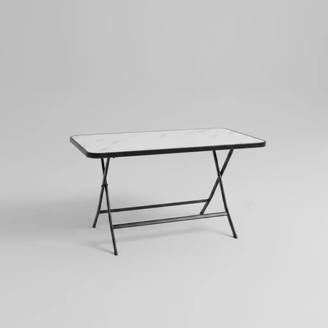 Foldable Marble-Effect Dining Table - Black Frame Dining Table Dining Tables