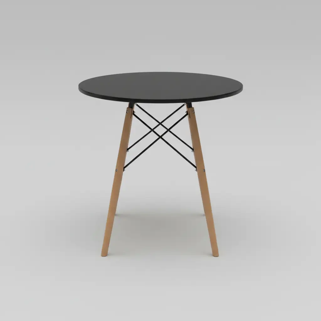 Round Eames-Style Dining Table - Black Top Dining Table Dining Tables