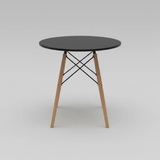 Round Eames-Style Dining Table - Black Top Dining Table Dining Tables