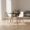 Round Eames-Style Dining Table - Black Top Dining Table Dining Tables