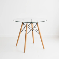 Round Glass Top Eames-Style Dining Table Dining Table Dining Tables