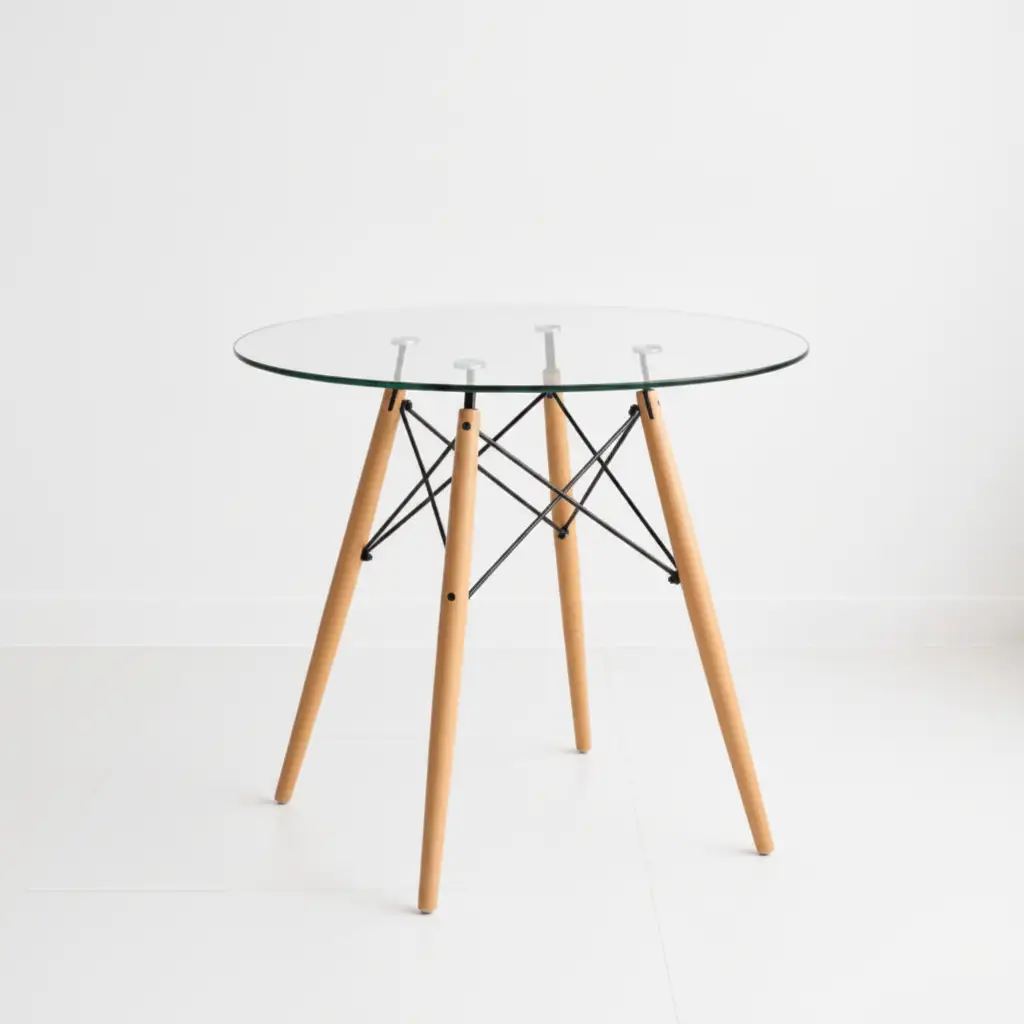 Round Glass Top Eames-Style Dining Table Dining Table Dining Tables