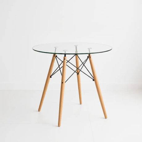 Round Glass Top Eames-Style Dining Table Dining Table Dining Tables