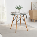 Round Glass Top Eames-Style Dining Table Dining Table Dining Tables
