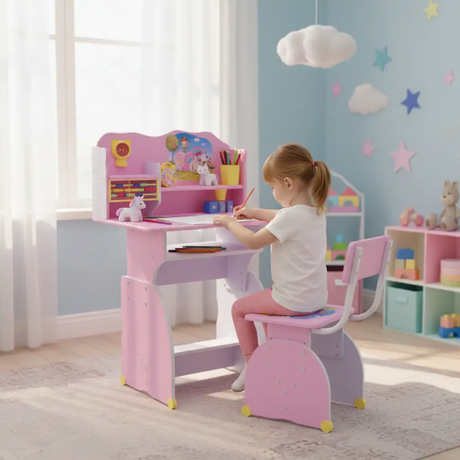 Kids Study Desk & Chair Set with Bookshelf Kids Furniture Kids' Desks